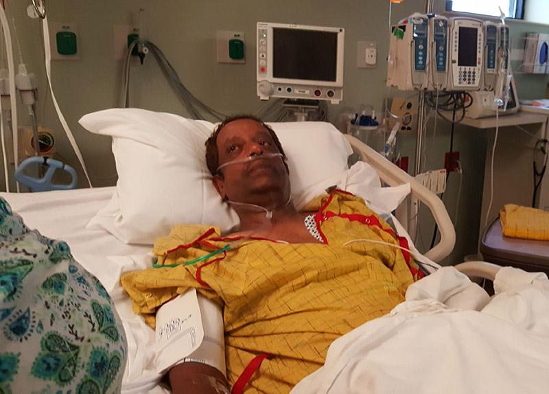 Kumar Seetharam awaiting heart surgery in 2017. (Photo courtesy of Kumar Seetharam)